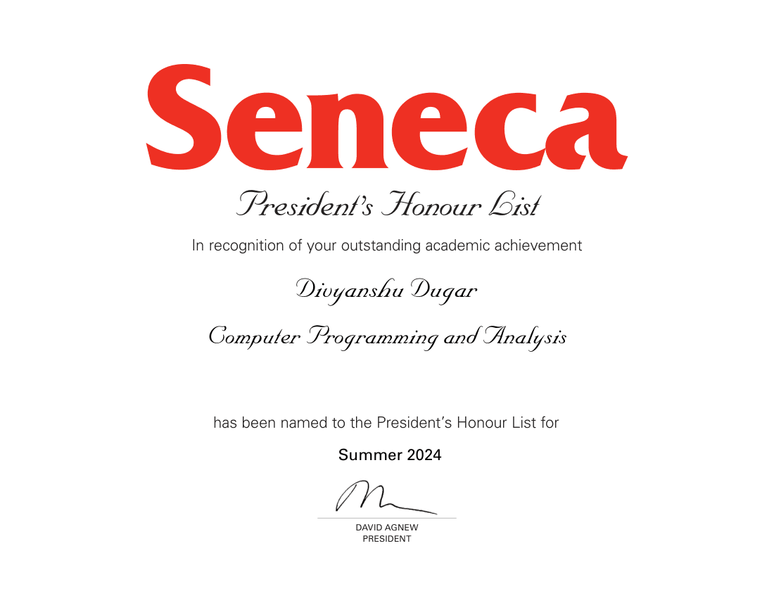 President's Honour List — Summer 2024